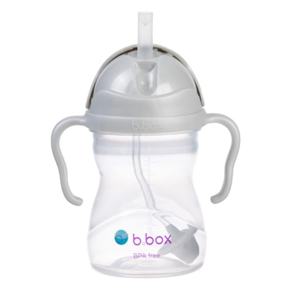 b.box bidon ze słomką 240 ml, szary z grawerem