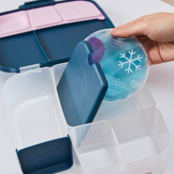 B.box Lunchbox dla dzieci do szkoły z grawerem - szczelna śniadaniówka z przegródkami i wkładem chłodzącym Indigo Rose - obrazek 7